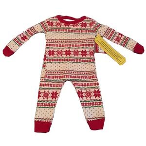 Christmas Pajamas 2-Piece Snow Flakes PJs Red Green Size 9 Months New with Tags
